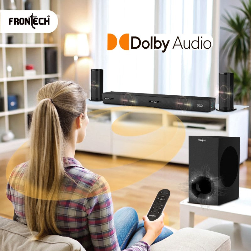 Frontech Arena 300W Dolby Digital Soundbar | Wired Subwoofer, 5.1 Channel (SW-0261) Frontech Arena 300W Dolby Digital Soundbar | Wired Subwoofer, 5.1 Channel (SW-0261)